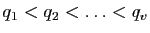 $ q_1<q_2<\ldots<q_v$