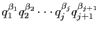 $ q_1^{\beta_1}q_2^{\beta_2}\cdots q_j^{\beta_j}q_{j+1}^{\beta_{j+1}}$