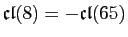 $ \mathfrak{cl}(8)=-\mathfrak{cl}(65)$