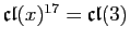 $ \mathfrak{cl}(x)^{17}=\mathfrak{cl}(3)$