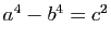 $ a^4-b^4=c^2$