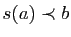 $ s(a)\prec b$