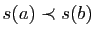 $ s(a)\prec s(b)$