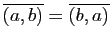 $ \overline{(a,b)}=\overline{(b,a)}$