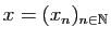 $ x=(x_n)_{n\in\mathbb{N}}$