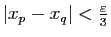 $ \vert x_p-x_q\vert<\frac{\varepsilon}{3}$