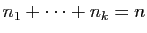 $ n_1+\cdots+n_k=n$