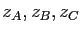 $ z_A,z_B,z_C$