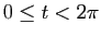 $ 0\leq t <2\pi$