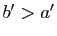 $ b'>a'$