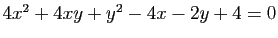 $ 4x^2+4xy+y^2-4x-2y+4=0$