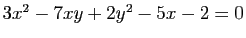 $ 3x^2-7xy+2y^2-5x-2=0$