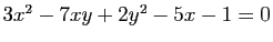 $ 3x^2-7xy+2y^2-5x-1=0$