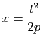 $ x=\dfrac{t^2}{2p}$
