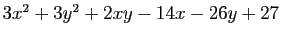 $ 3x^2+3y^2+2xy-14x-26y+27$