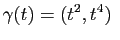 $\displaystyle \gamma(t)=(t^2,t^4) $