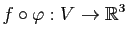 $\displaystyle f \circ \varphi : V \to \mathbb{R}^3$