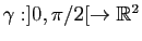 $ \gamma : ]0,\pi/2[\to \mathbb{R}^2$