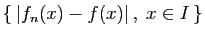 $ \{  \vert f_n(x)-f(x)\vert ,\;x\in I \}$