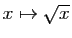 $ x\mapsto \sqrt{x}$