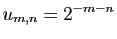 $ \displaystyle{u_{m,n}=2^{-m-n}}$