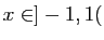 $ x\in]-1,1($