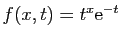 $ f(x,t)=t^x\mathrm{e}^{-t}$