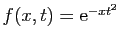 $ f(x,t)=\mathrm{e}^{-xt^2}$