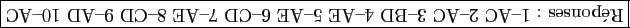 \framebox{\rotatebox{180}{R�ponses&nbsp;: 1-AC&nbsp;2-AC&nbsp;3-BD&nbsp;4-AE&nbsp;5-AE&nbsp;6-CD&nbsp;7-AE&nbsp;8-CD&nbsp;9-AD&nbsp;10-AC}}