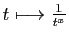 $ t\longmapsto \frac{1}{t^x}$