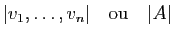 $\displaystyle \vert v_1,\ldots,v_n\vert\quad \mathrm{ou} \quad \vert A\vert
$