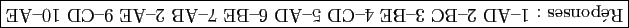 \framebox{\rotatebox{180}{R�ponses&nbsp;: 1-AD&nbsp;2-BC&nbsp;3-BE&nbsp;4-CD&nbsp;5-AD&nbsp;6-BE&nbsp;7-AB&nbsp;2-AE&nbsp;9-CD&nbsp;10-AE}}