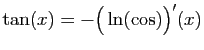 $ \tan(x)=-\big(\ln(\cos)\big)'(x)$