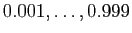$ 0.001,\ldots,0.999$