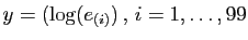 $ y = (\log(e_{(i)}) , i=1,\ldots,99$