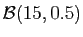 $ {\cal B}(15,0.5)$