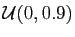 $ {\cal U}(0,0.9)$