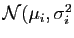 $ {\cal
N}(\mu_i,\sigma_i^2$