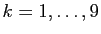$ k=1,\ldots,9$