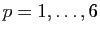 $ p=1,\ldots,6$