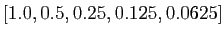 $ [1.0,0.5,0.25,0.125,0.0625]$