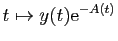 $ t\mapsto y(t)\mathrm{e}^{-A(t)}$