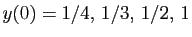 $ y(0)=1/4, 1/3, 1/2, 1$