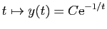 $ t\mapsto y(t)=C \mathrm{e}^{-1/t}$