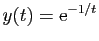 $ y(t)=\mathrm{e}^{-1/t}$