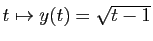 $ t\mapsto y(t)=\sqrt{t-1}$