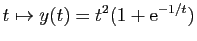 $ t\mapsto y(t)=t^2(1+\mathrm{e}^{-1/t})$