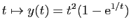 $ t\mapsto y(t)=t^2(1-\mathrm{e}^{1/t})$
