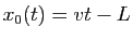 $ x_0(t)=vt-L$