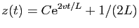 $ z(t)=C\mathrm{e}^{2vt/L}+1/(2L)$